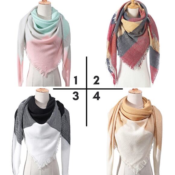 Scarf Collection Triangle Plaid Tartan - Picture 2 of 5